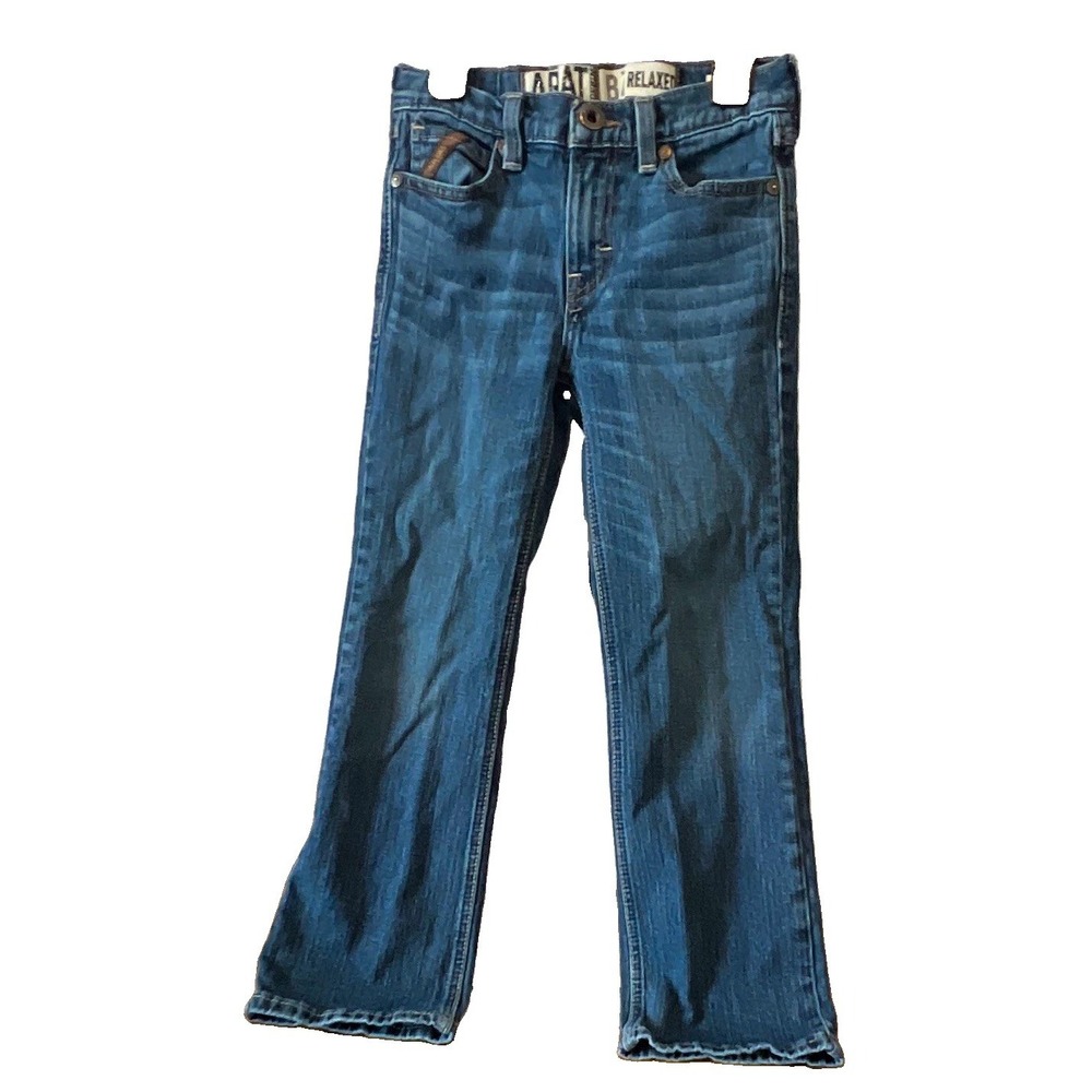 Ariat Boys Bootcut Jeans Blue Denim Button Fly 5-Pocket Solid Size 8